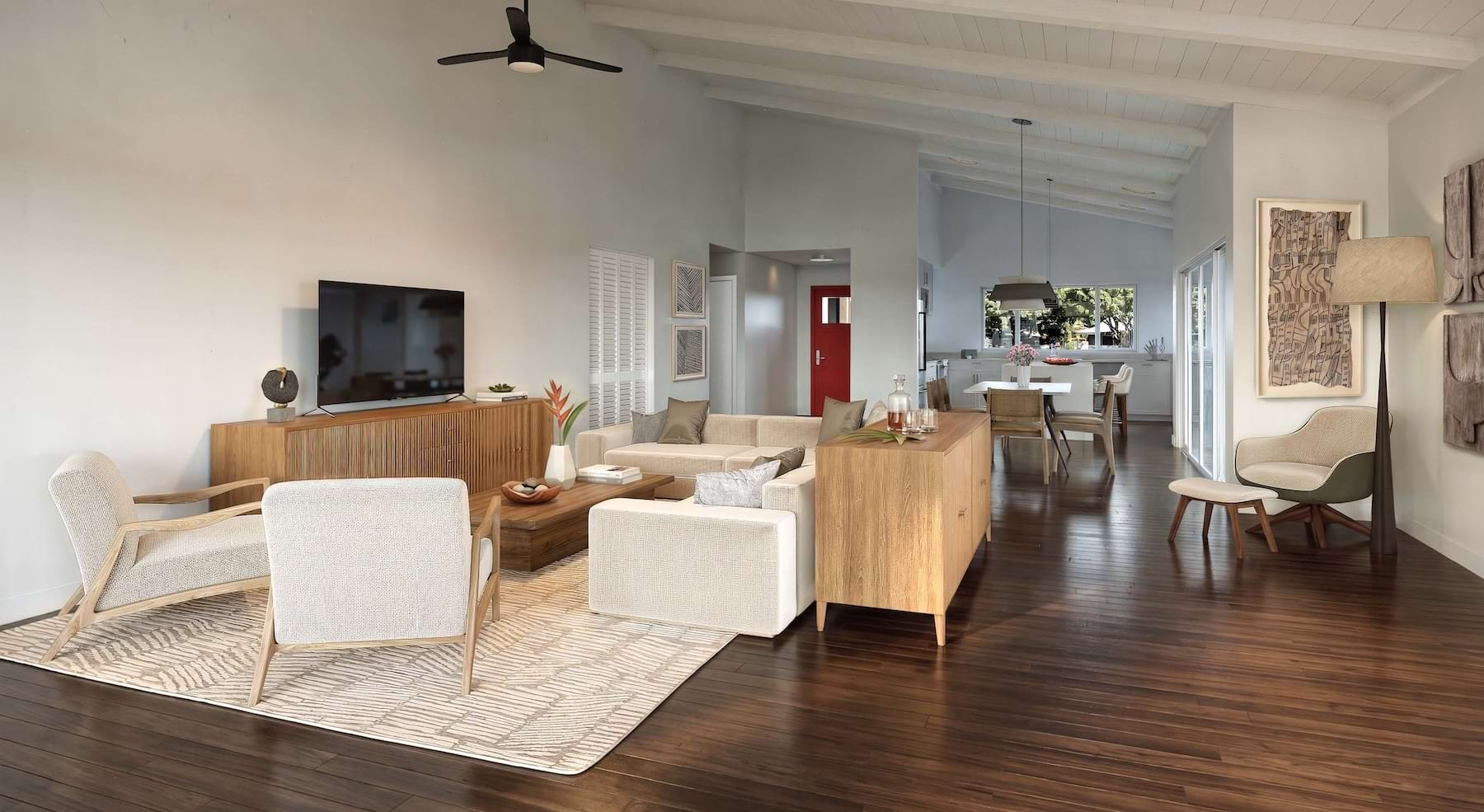 Open space living area with natural lighting